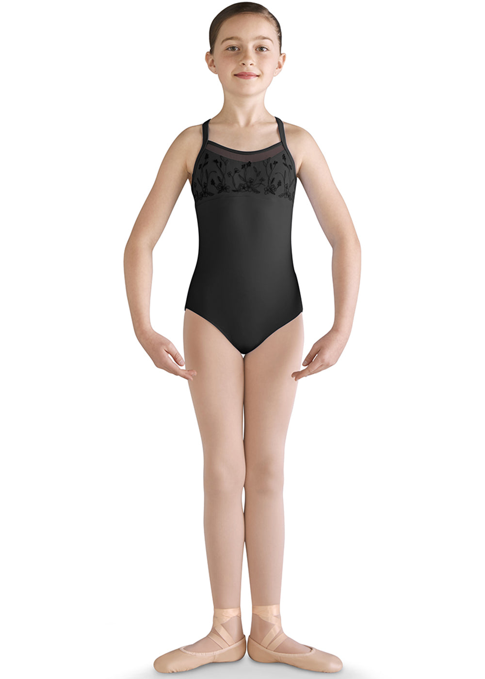 M1210C GIRLS MESH FRONT CAMISOLE LEOTARD-MIRELLA