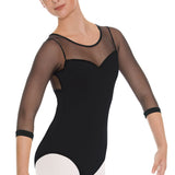 EUROTARD-41592 LADIES SILHOUETTE MESH 3/4 SLEEVE LEOTARD