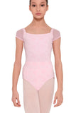 WEAR MOI ACANTE GIRLS SQUARE NECKLINE SHORT SLEEVE LEOTARD