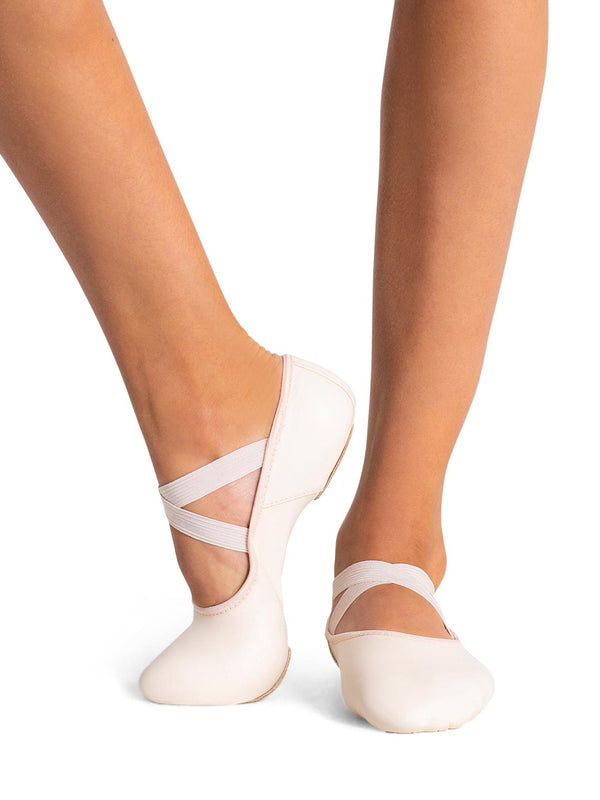 JUODVMP Leather Ballet Slippers Dance Shoes Girls Split-Sole