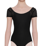 WEAR MOI HIBISCUS WOMEN MICROFIBER OPENWORK YOKES CAP SLEEVE LEOTARD
