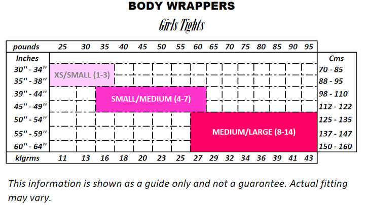 BODY WRAPPERS C31 GIRLS CONVERTIBLE TIGHT