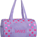 EMBROIDERED "DANCE" DOTS LAVENDER/PINK DUFFEL-HORIZON