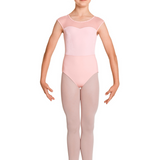 M1525C  GIRLS SWEETHEART NECKLINE VELVET BODICE OPEN BACK CAP SLEEVE LEOTARD-MIRELLA